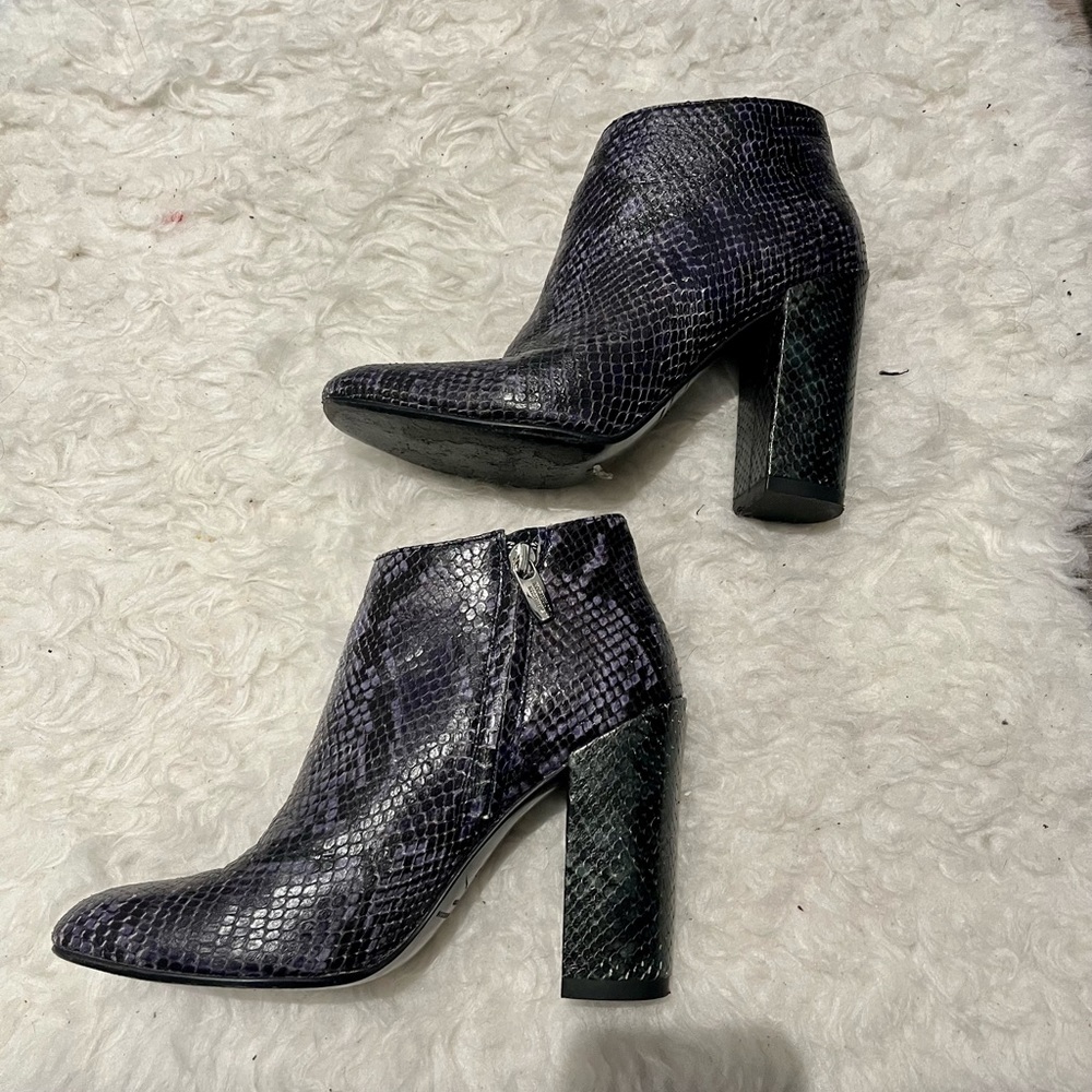 SIGERSON MORRISON Purple Green Snake Skin Boots